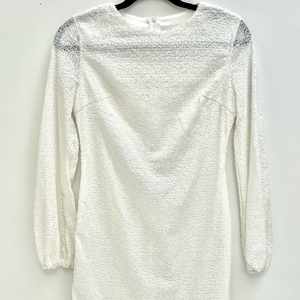 Elegant White Sequined Mini Dress